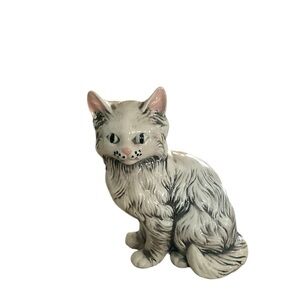 Small Ceramic Black and White  Kitten Figurine
